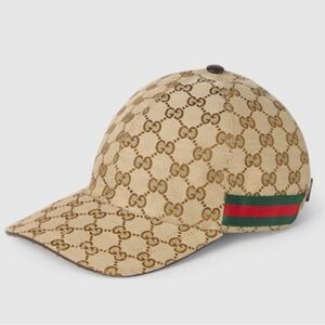 ❌SOLD❌NWT Gucci Canvas Baseball Cap with Web in Beige and Ebony